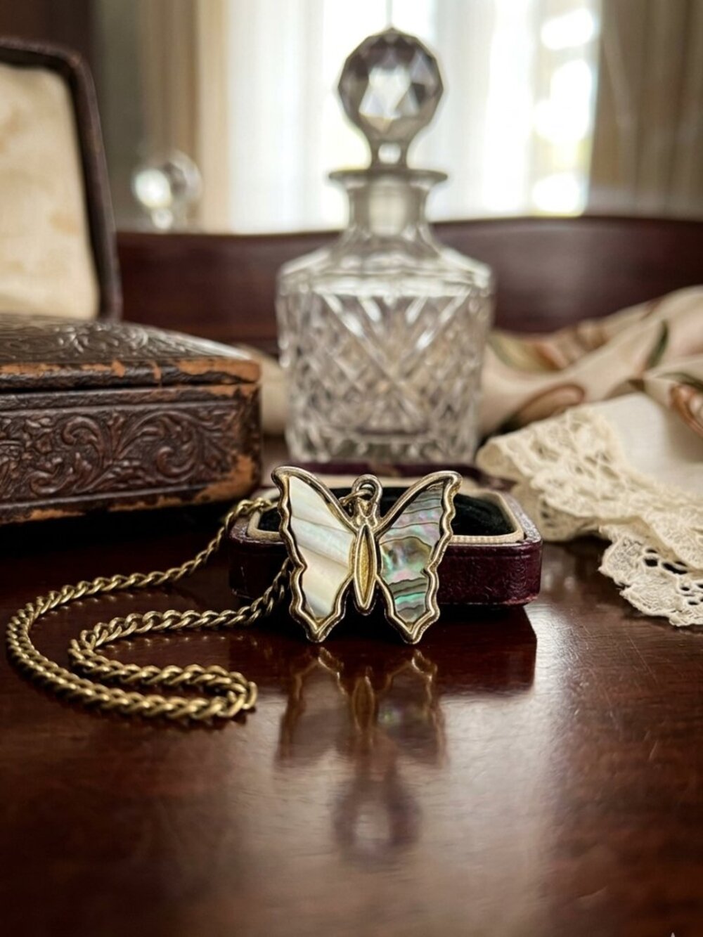 Vintage Avon 1988 "Flight of Spring" Convertible Butterfly Necklace